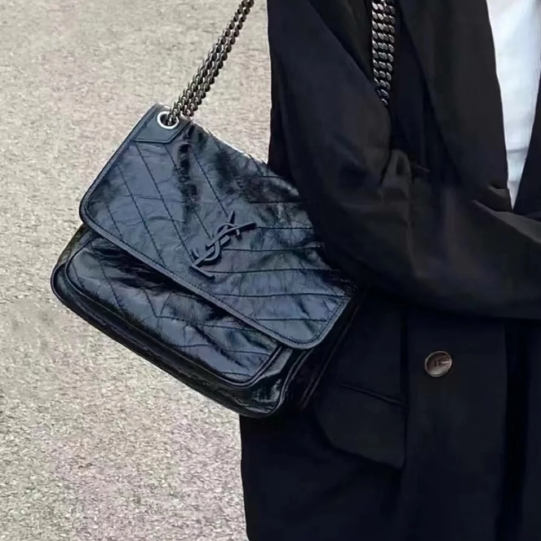 99新 YSL/圣罗兰 YSL so black中号niki包 US59124