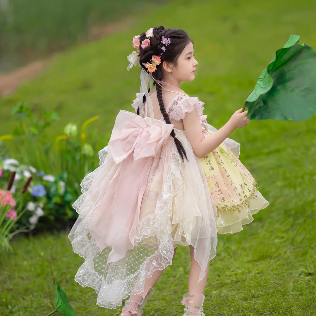 .烟雨江南.夏季国风新款新中式高端定制森屿女童洛丽塔汉服连衣裙