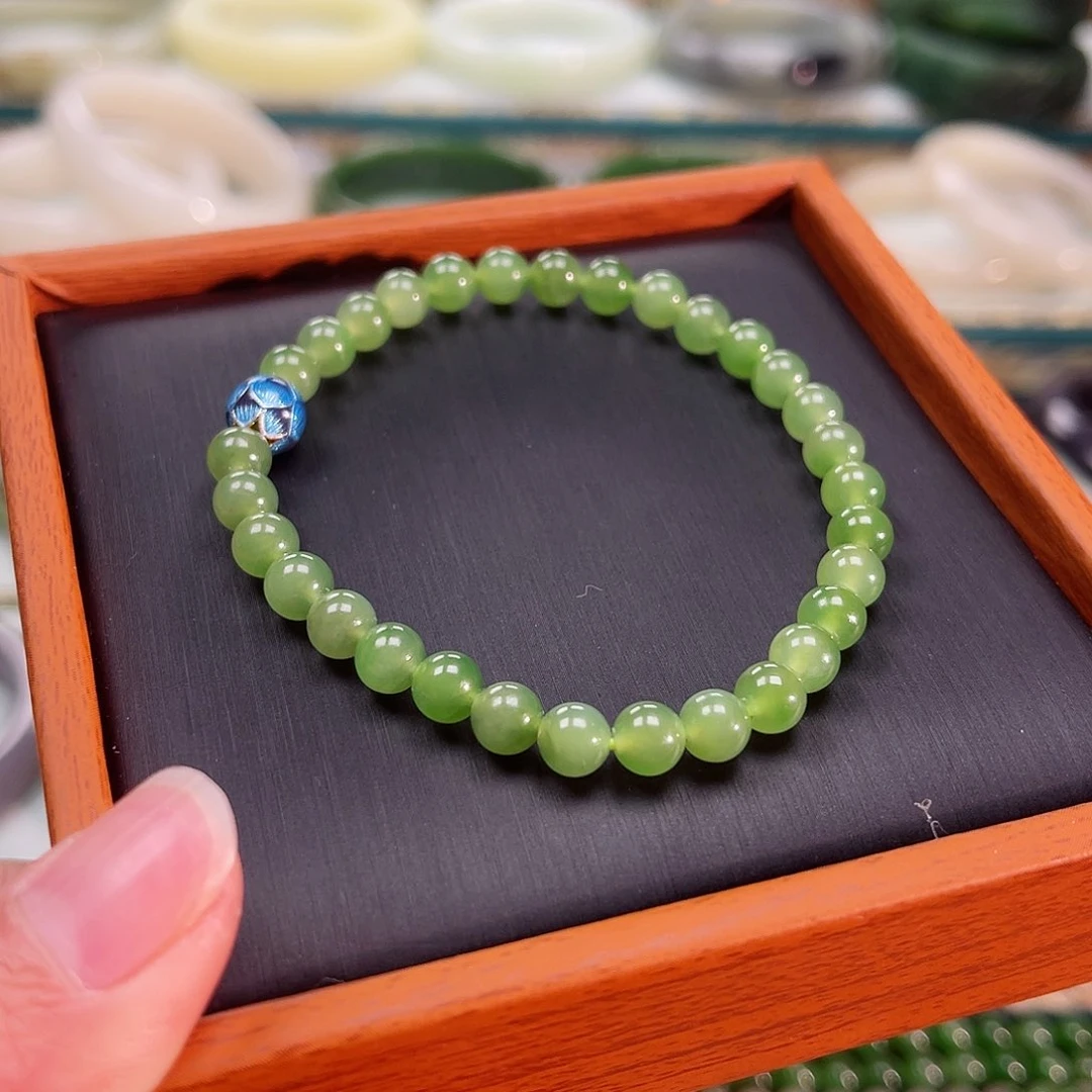 和田玉手链未镶嵌碧玉无黑点卡6