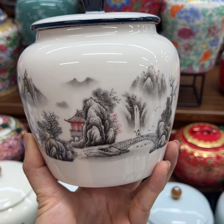 瓷片茶叶罐密封罐储蓄罐