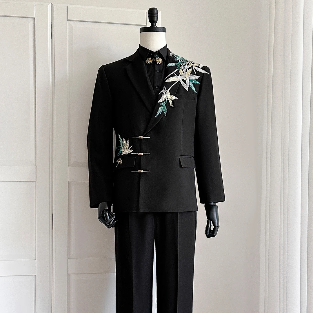 【月下兮-黛轩】新中式中山装男装国风高级立领西装春订婚穿搭礼服