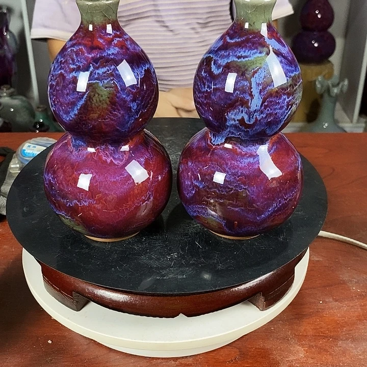 瓷片尚峰钧窑作品葫芦瓶