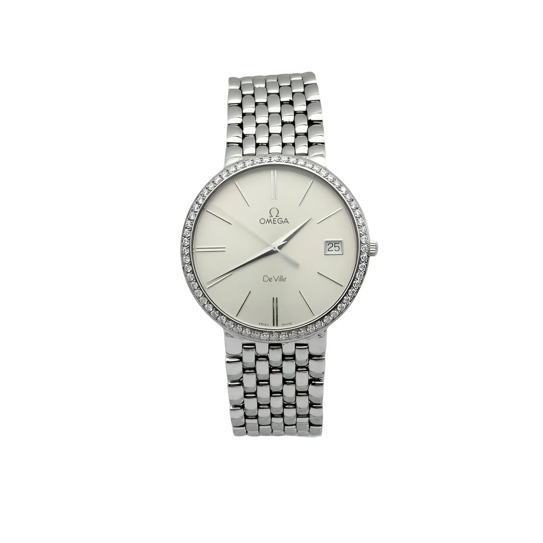 95新 Omega/欧米茄 欧米茄碟飞银盘石英表/表径32.5/后钻