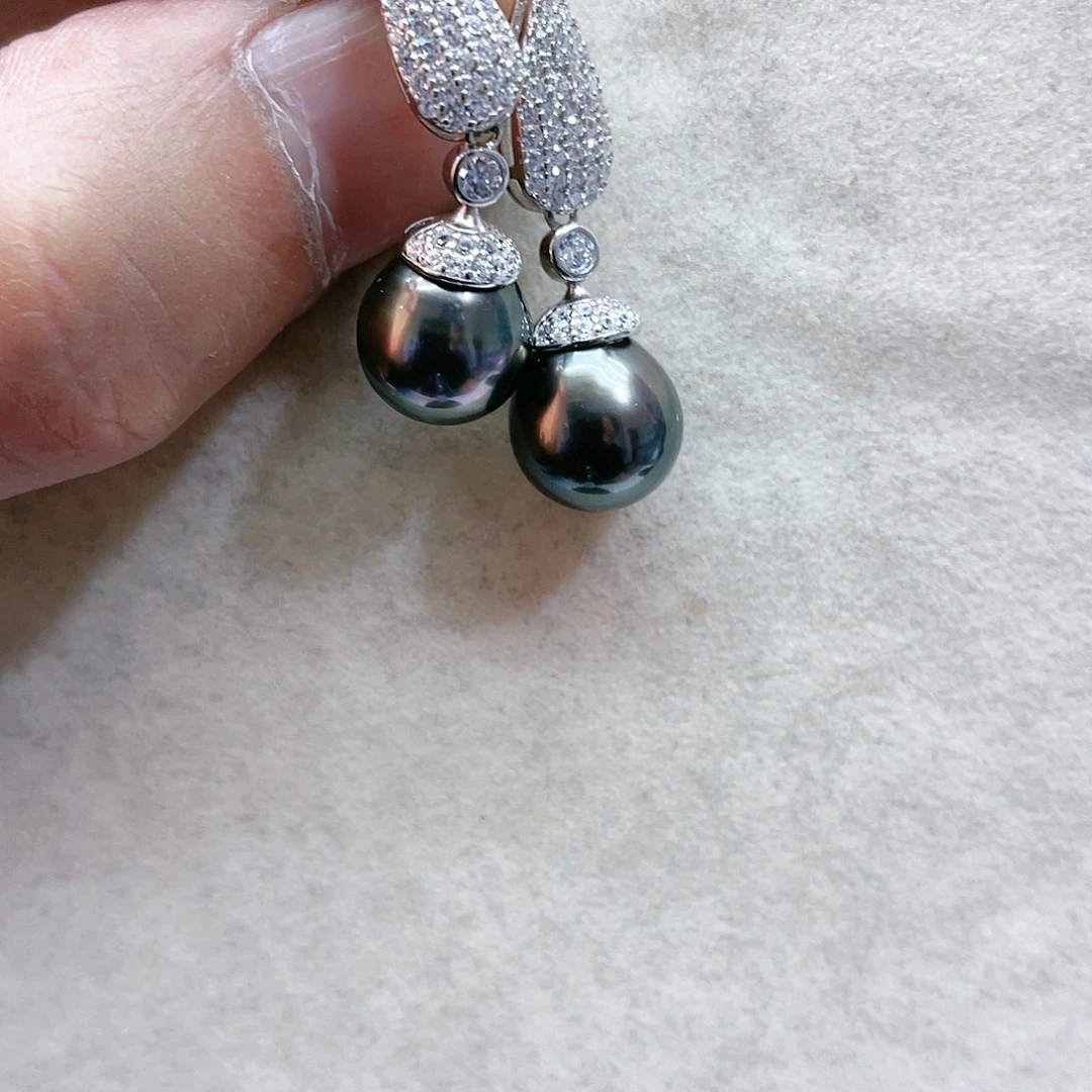 海水珍珠耳饰银S925镶嵌