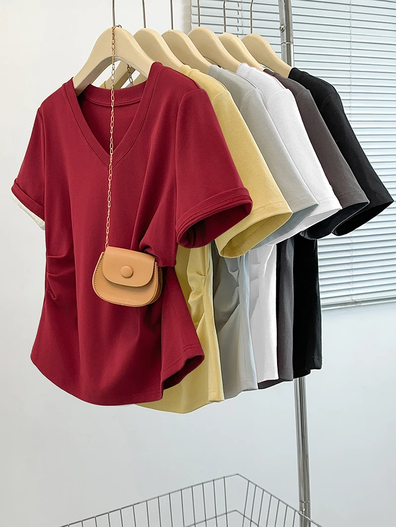 2025夏季新款收腰短袖显瘦韩版短袖T恤上衣6398