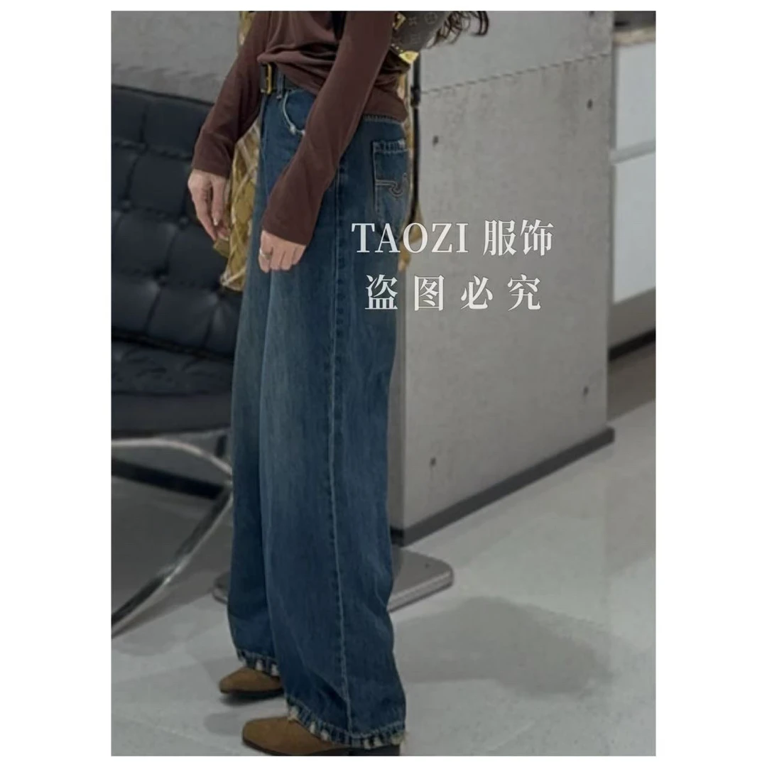 【现货秒发】 3535 【大长腿】秋季直筒牛仔裤气质显瘦阔腿裤（带腰带）