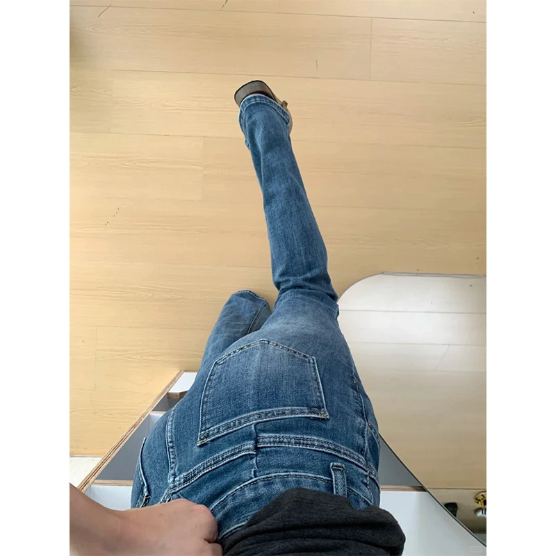 喇叭裤女高腰显瘦2025新款大码胖mm裤子女款宽松不贴腿微喇牛仔裤