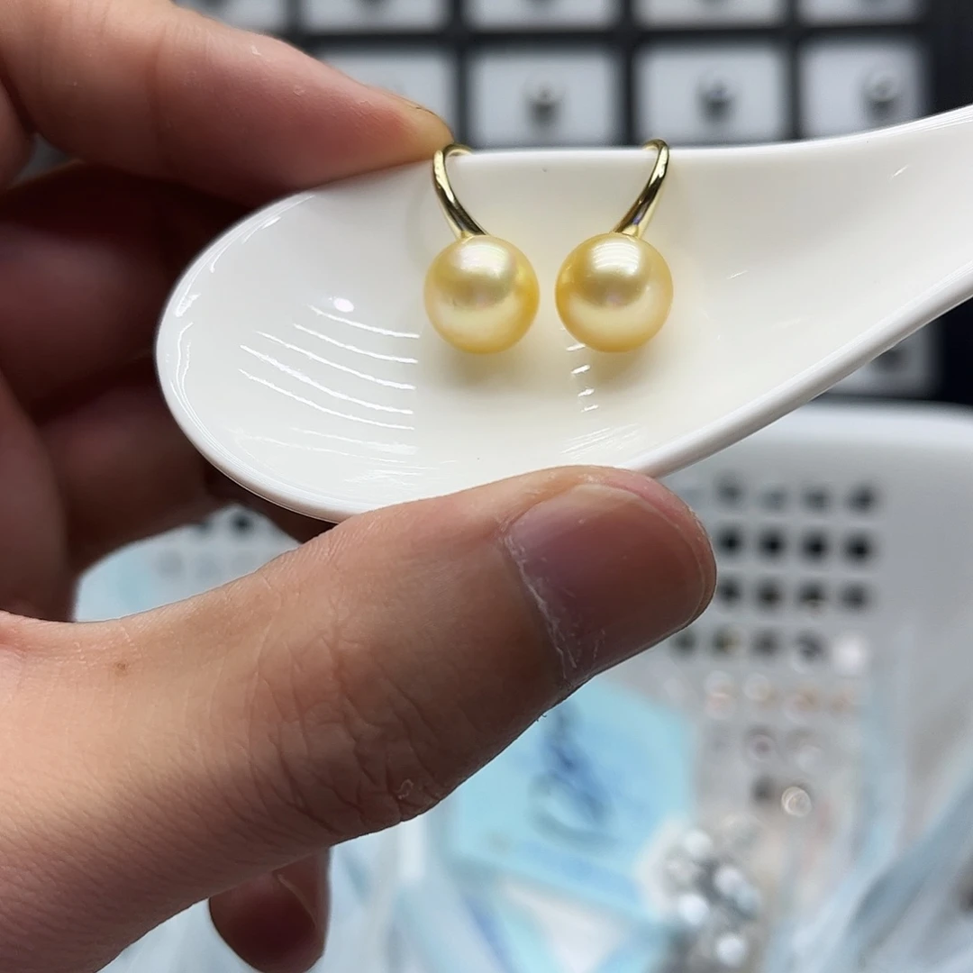 海水珍珠银S925镶嵌耳饰
