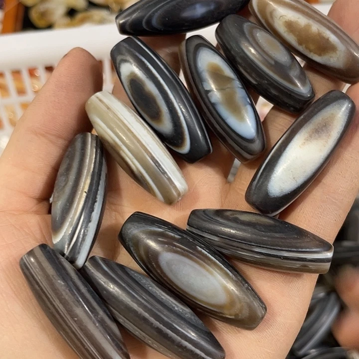 合金玛瑙/玉髓珠宝半成品2个样板眼天珠随机