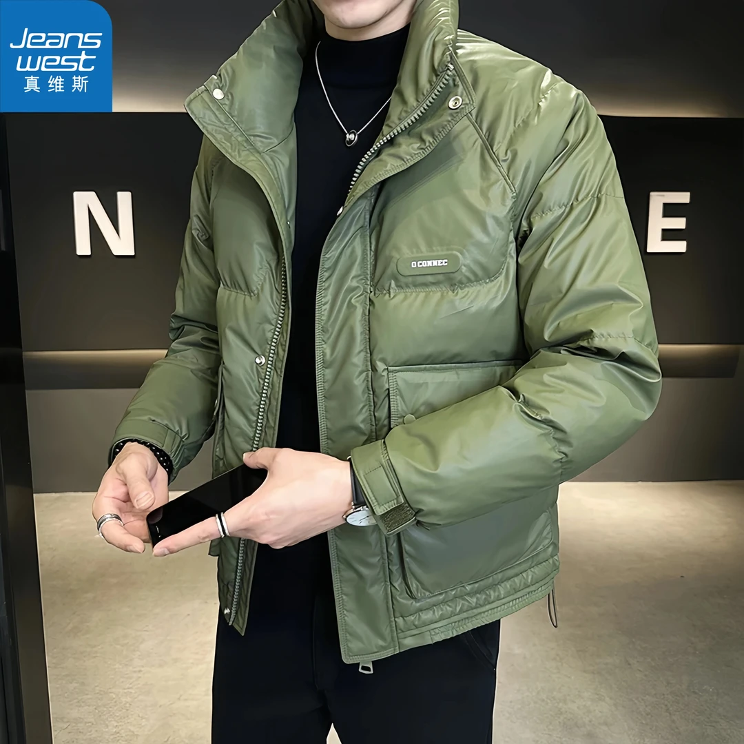 真维斯Jeanswest男士羽绒服加厚外套秋冬季时尚潮流立领短款夹克