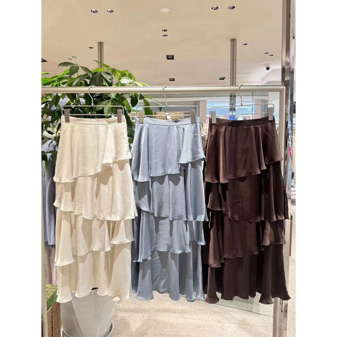 美子酱 日系甜美气质优雅高腰不规则荷叶边分层蛋糕半身裙S4265-5