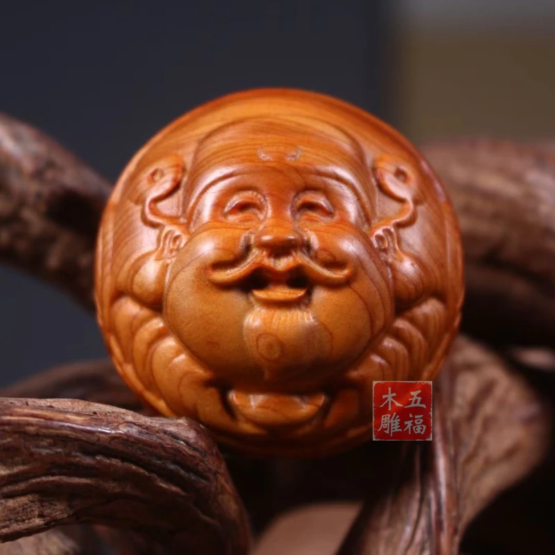 太行崖柏陈化老料手把件保健手球按摩球雕刻弥勒财神福禄双全