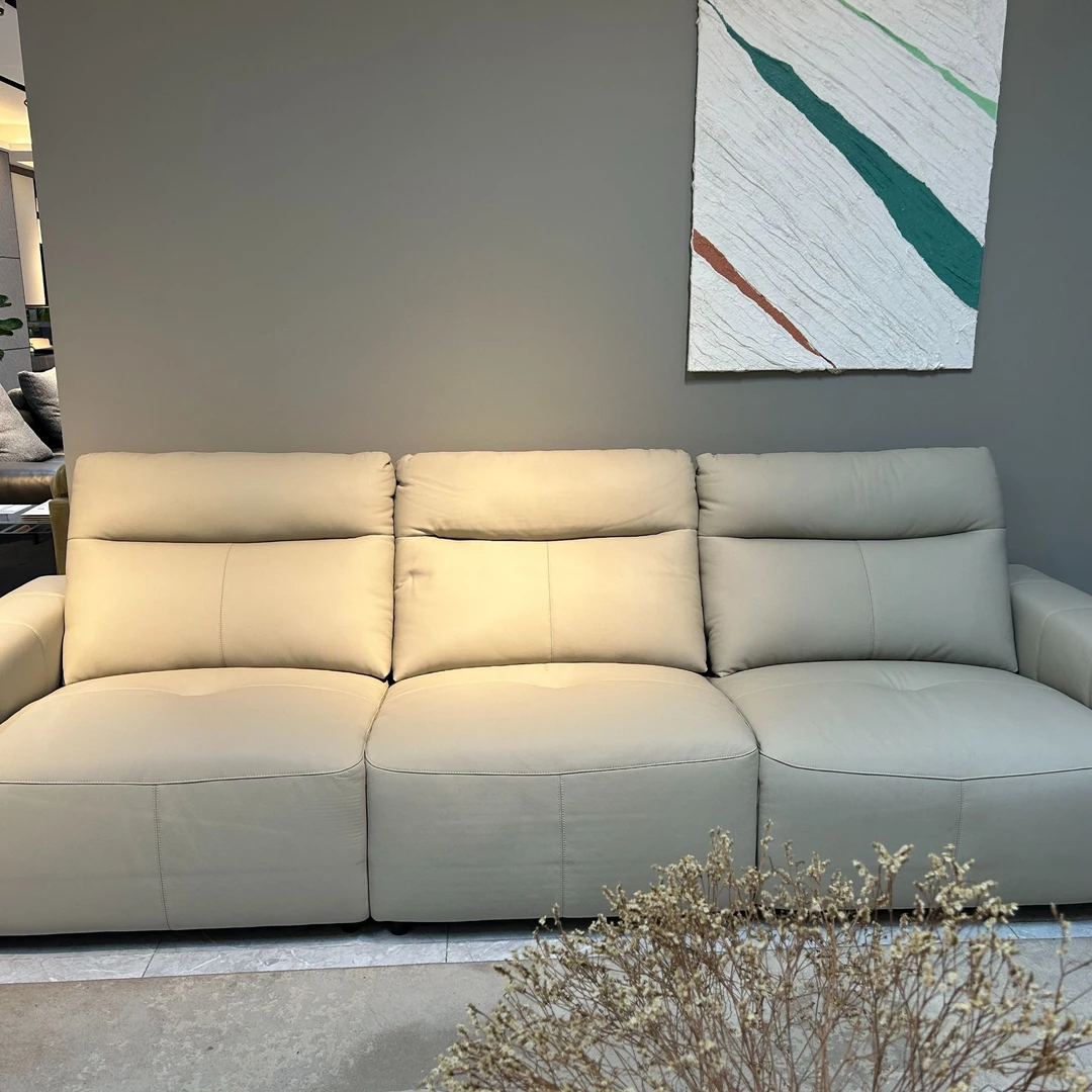 意式极简电动功能沙发真皮沙发别墅大平层客厅直排沙发