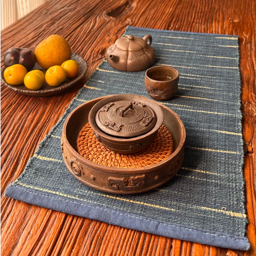 老蓝裂织布手工茶席陶瓷茶杯垫咖啡垫餐垫