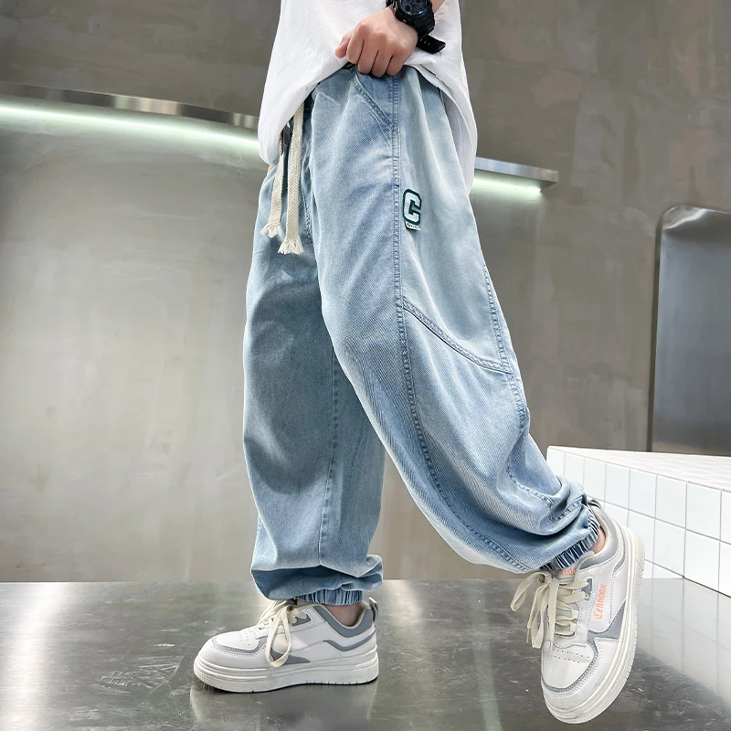 男童夏装牛仔裤子2025新款中大童夏季男孩薄款直筒儿童天丝防蚊裤