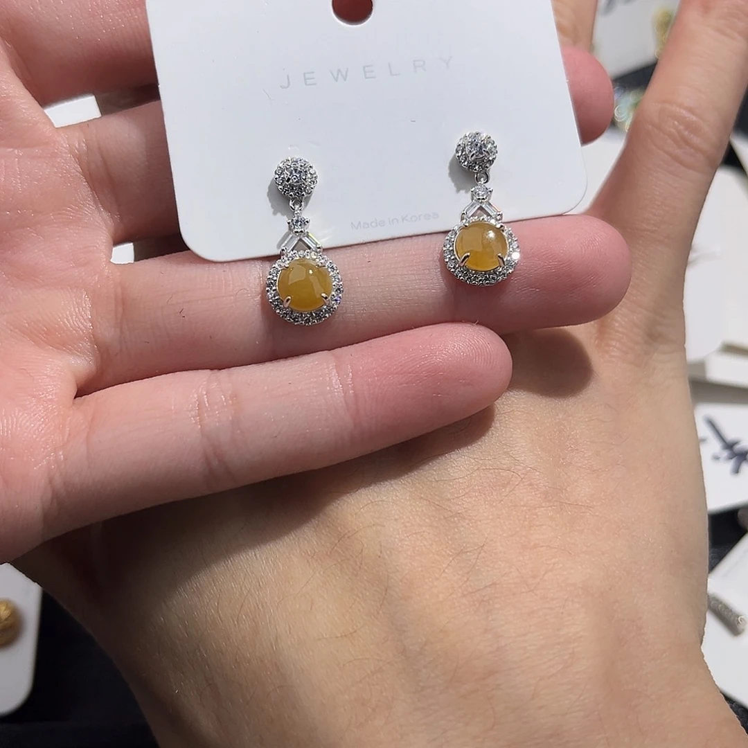 翡翠耳饰银S925镶嵌jjikm