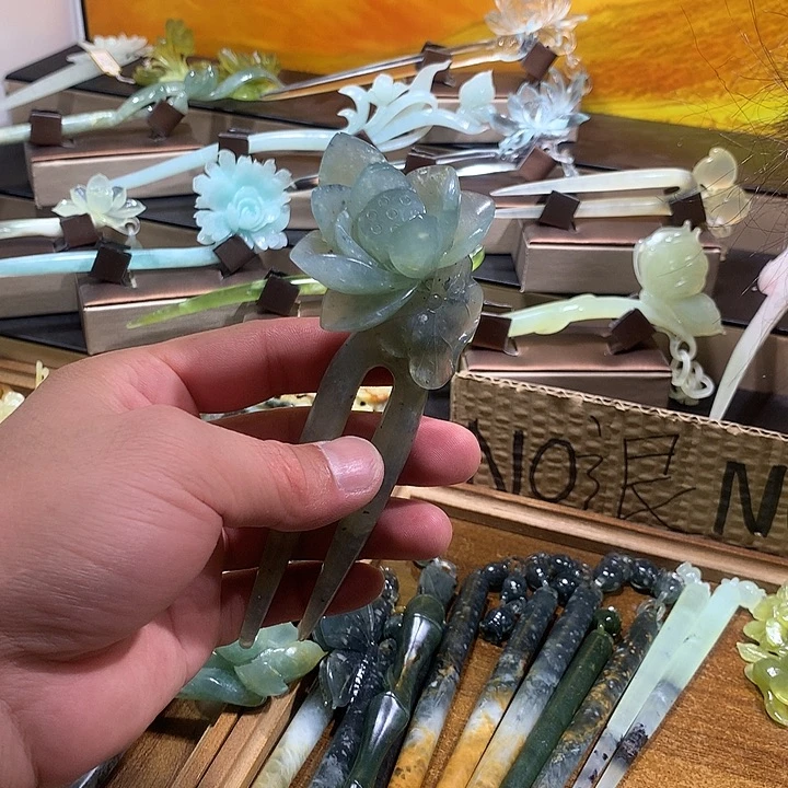 蛇纹石玉合金发饰