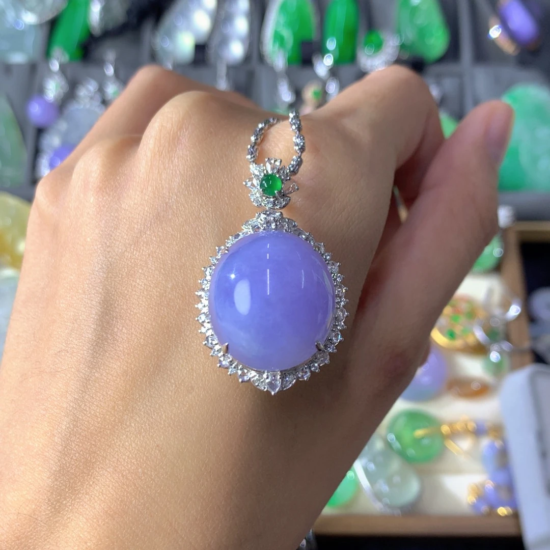 翡翠18K金镶嵌吊坠(不含链)