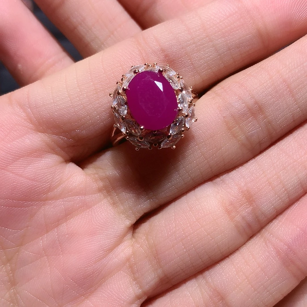 红宝石戒指银S925镶嵌