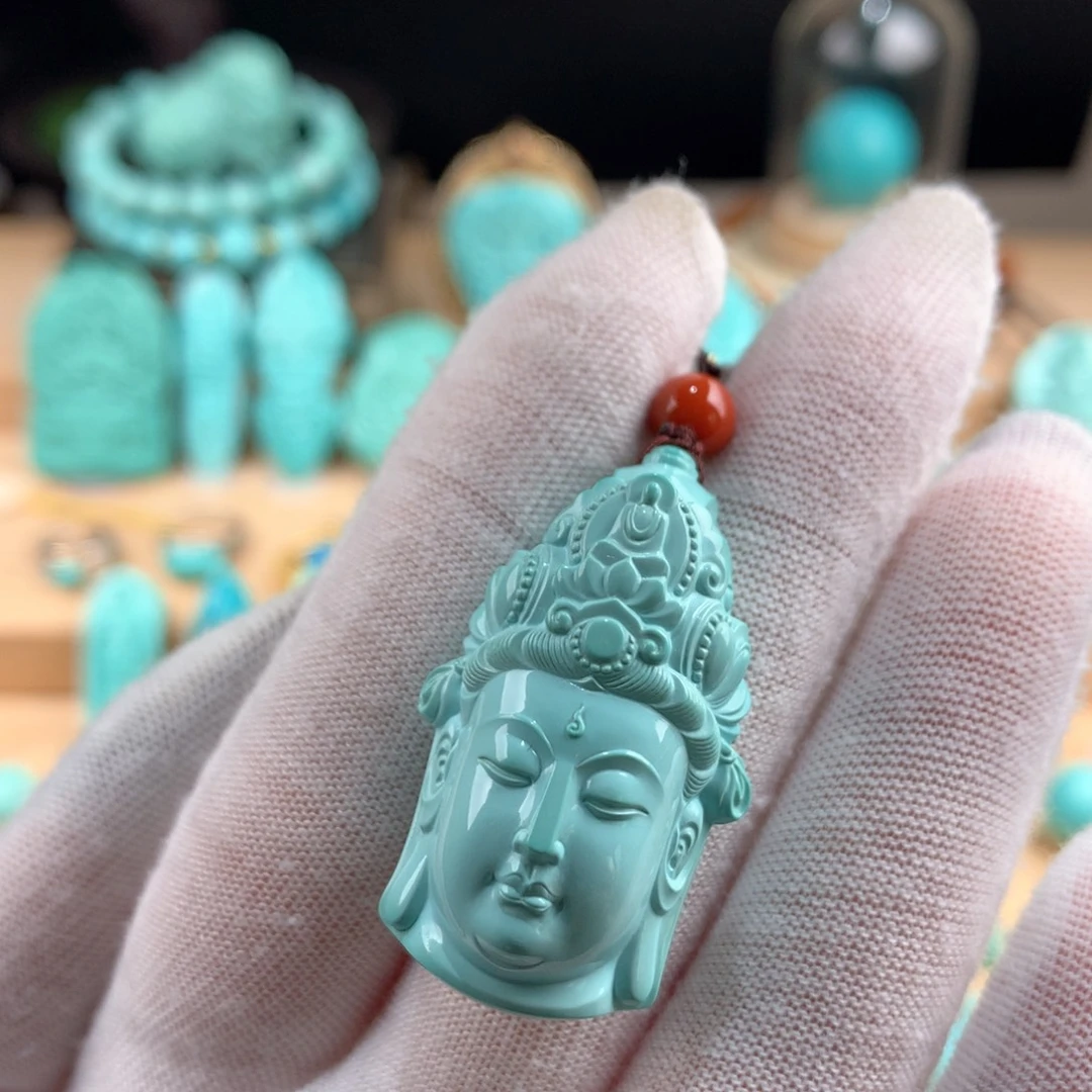 绿松石未镶嵌观音首