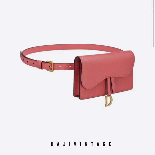 大吉中古/Dior西柚粉马鞍腰包