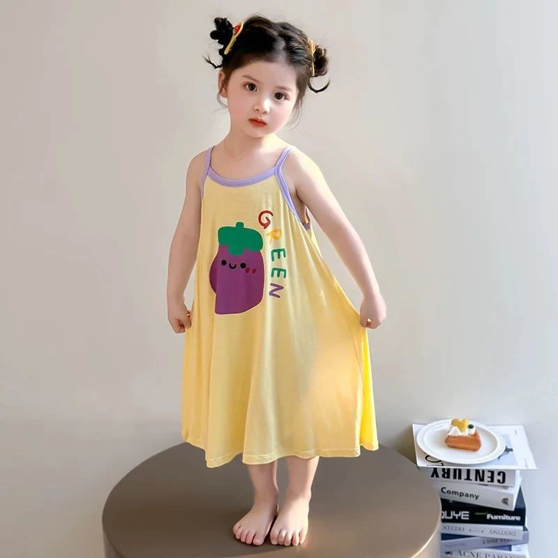 女童吊带睡裙夏季2025新款家居服莫代尔女宝宝睡衣女孩儿童空调服
