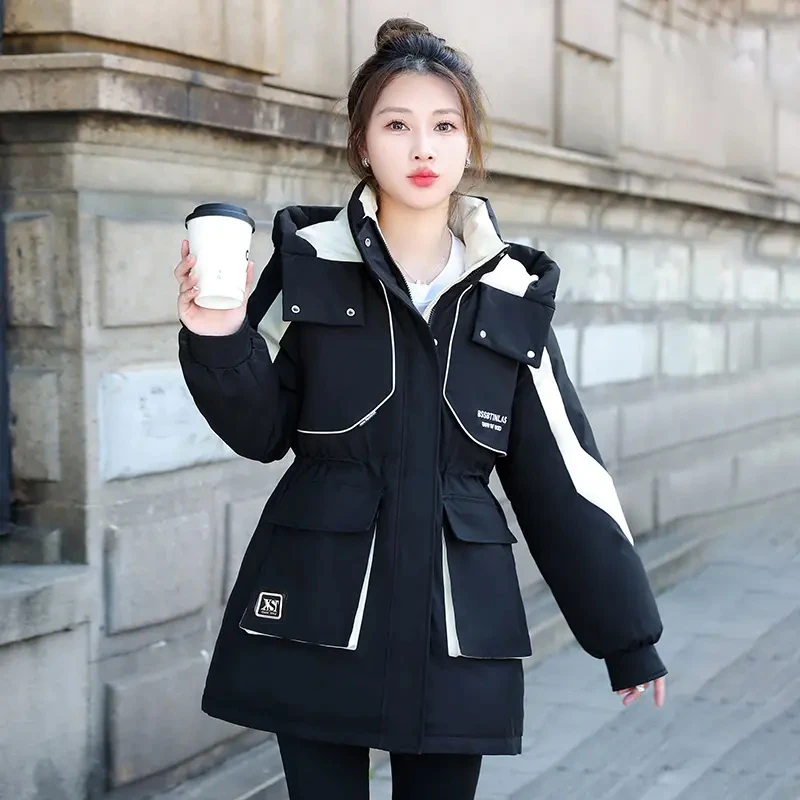 爆款棉服女中长款2025新款冲锋衣棉衣小个子冬季工装棉袄外套潮