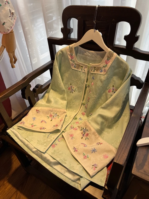 『国色天香』原创设计高端重工刺绣复古对襟圆领唐装上衣