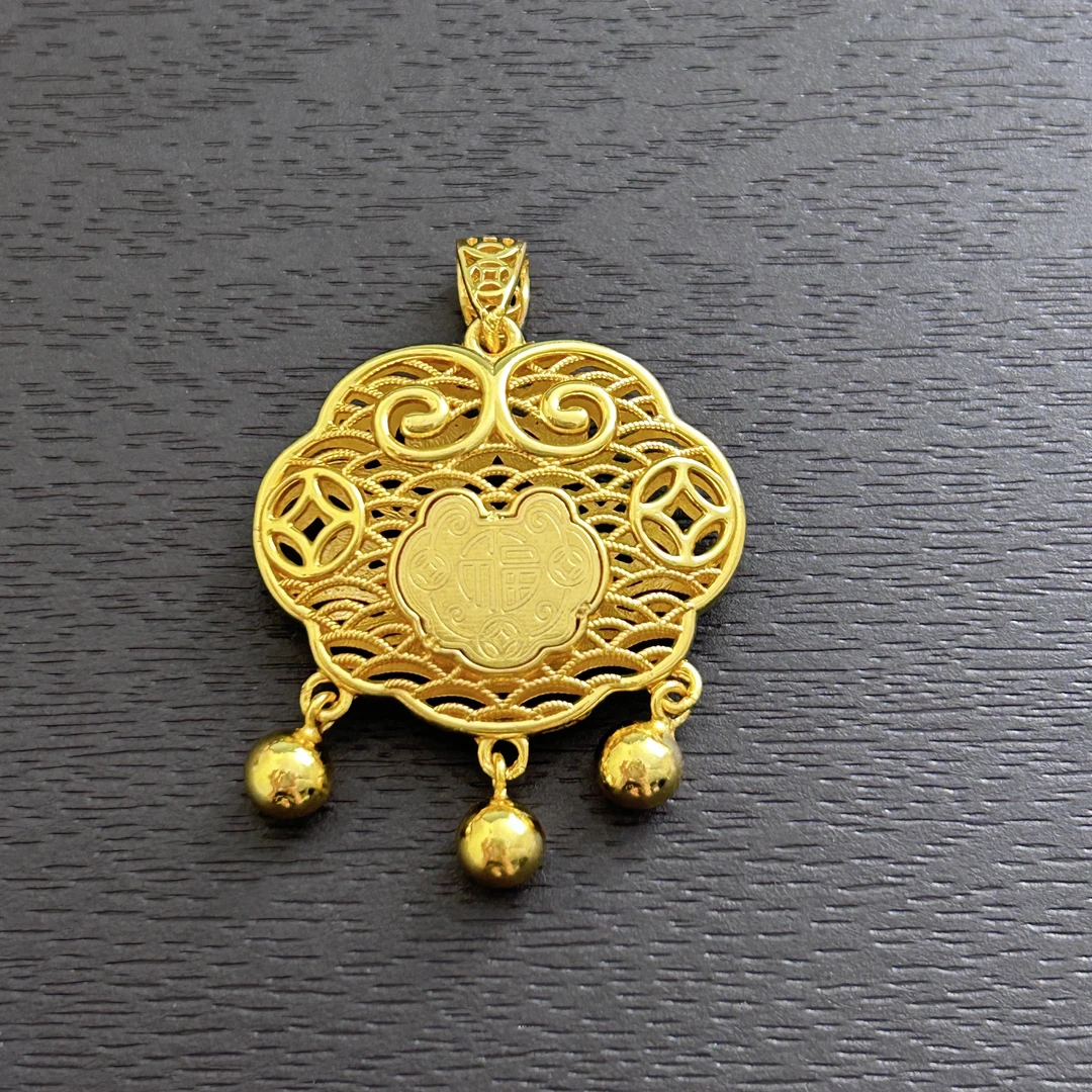 吊坠足银 【MZ】足银福字如意锁吊坠（单吊坠/不配链）YDZ732