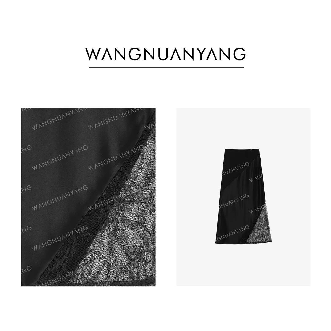 【WNY】夏之梦|设计感立体剪裁醋酸蕾丝拼接半身裙
