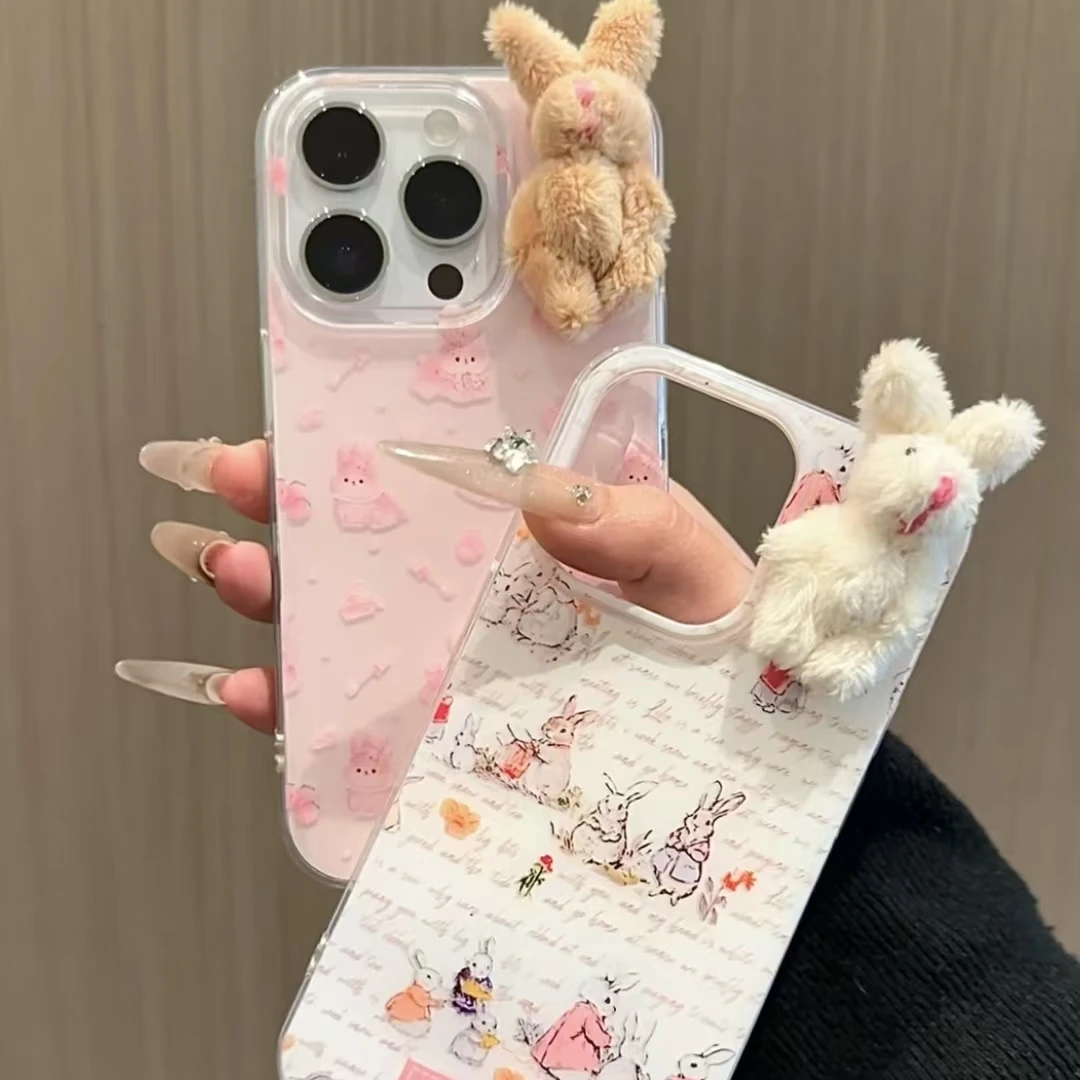 满屏蛋糕兔子适用苹果13/15/16promax女壳VIVO华为OPPO小米15女壳