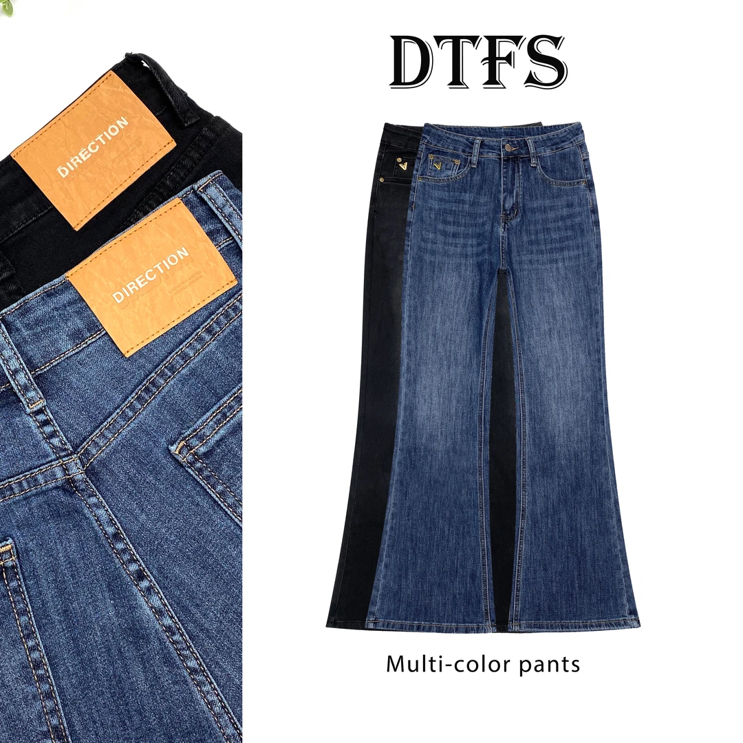 夏季新款高腰常规长裤时尚百搭修身女装喇叭牛仔裤9631