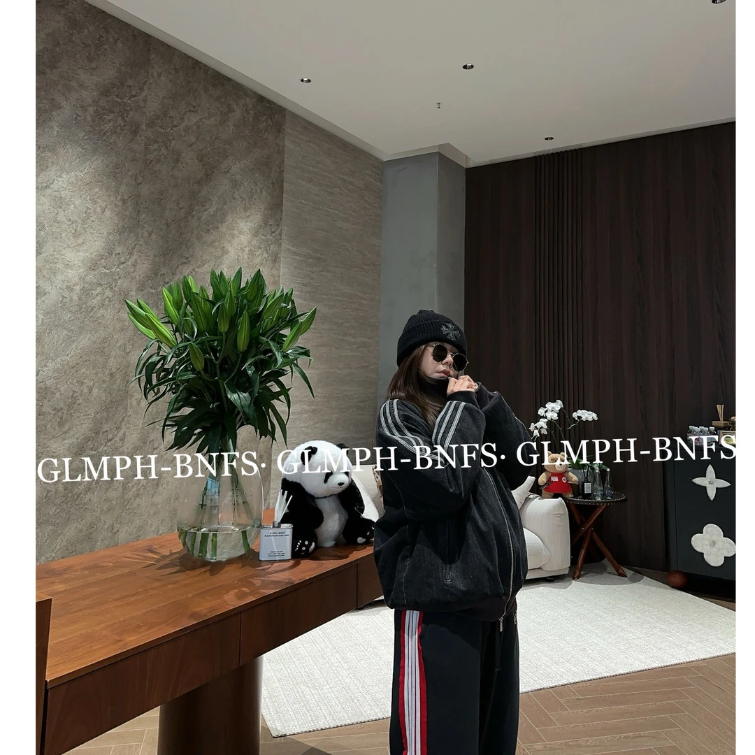 GLMPH-BNFS【牛仔棉服】三道杠夹棉拉链立领宽松冬季棉服外套-1093