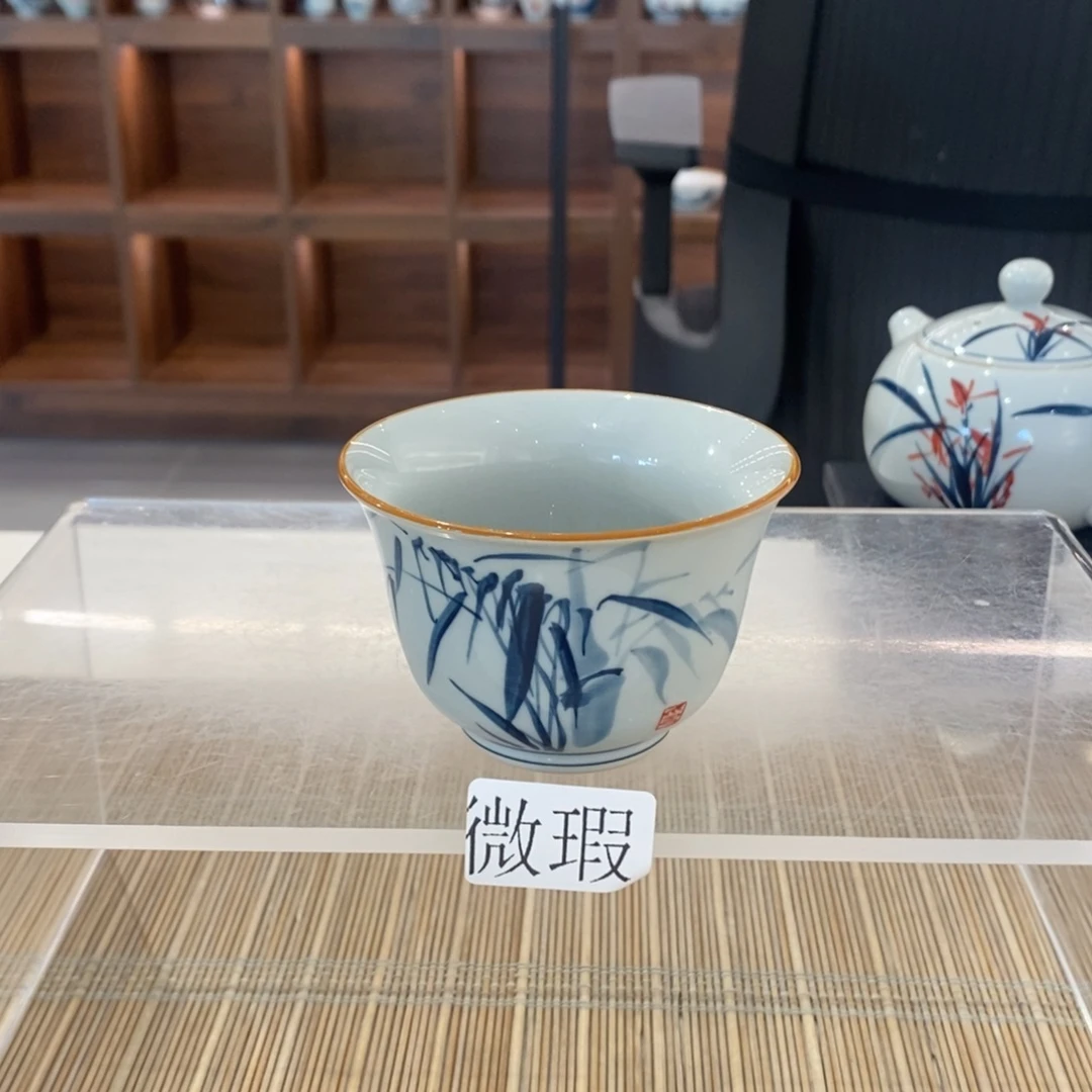 釉下手绘茶具微瑕手工绘制