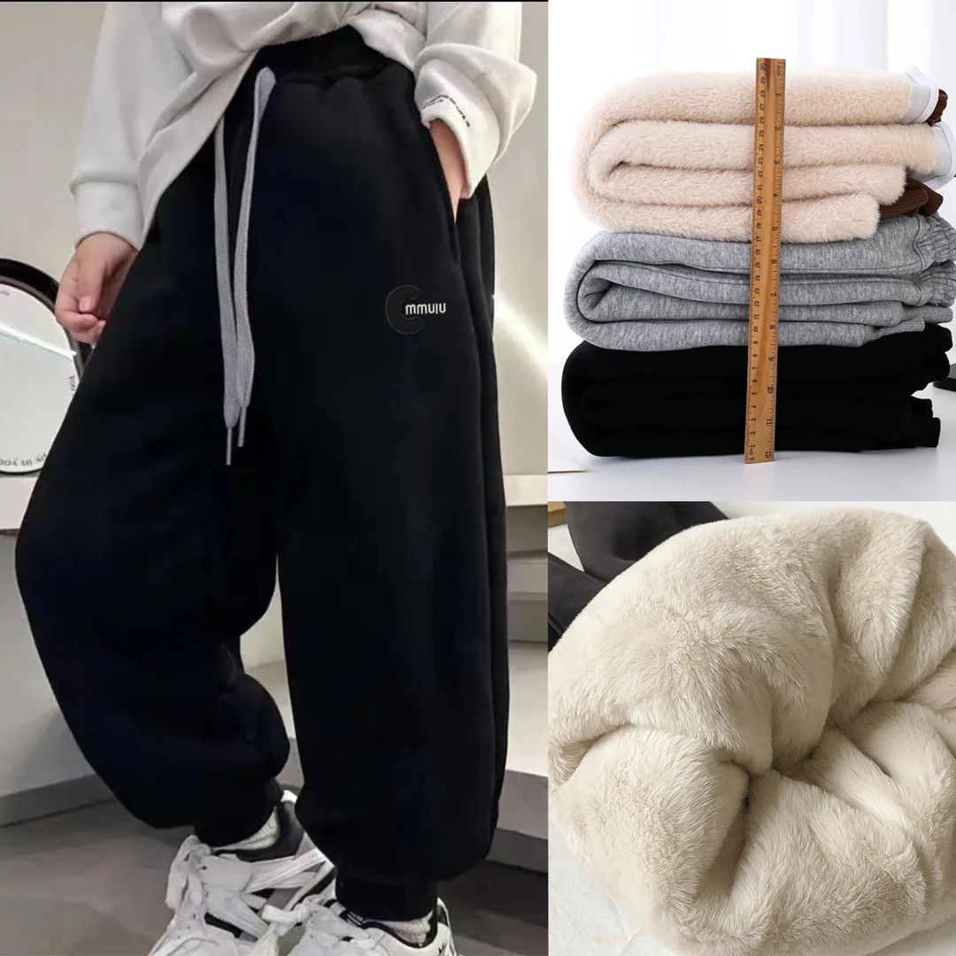 【加厚800克仿兔毛】儿童裤子男女童加厚休闲裤中大童外穿加绒冬款