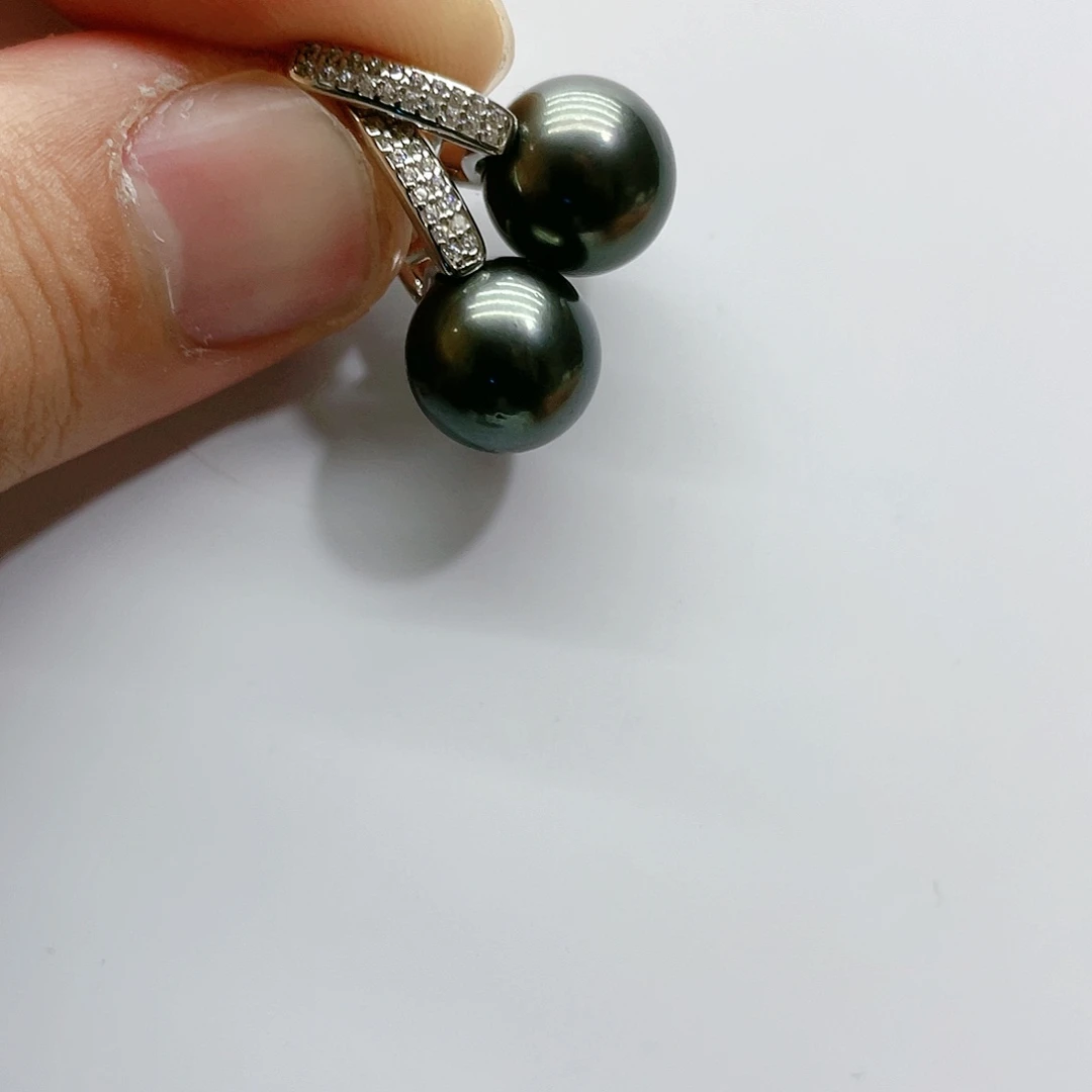海水珍珠耳饰银S925镶嵌