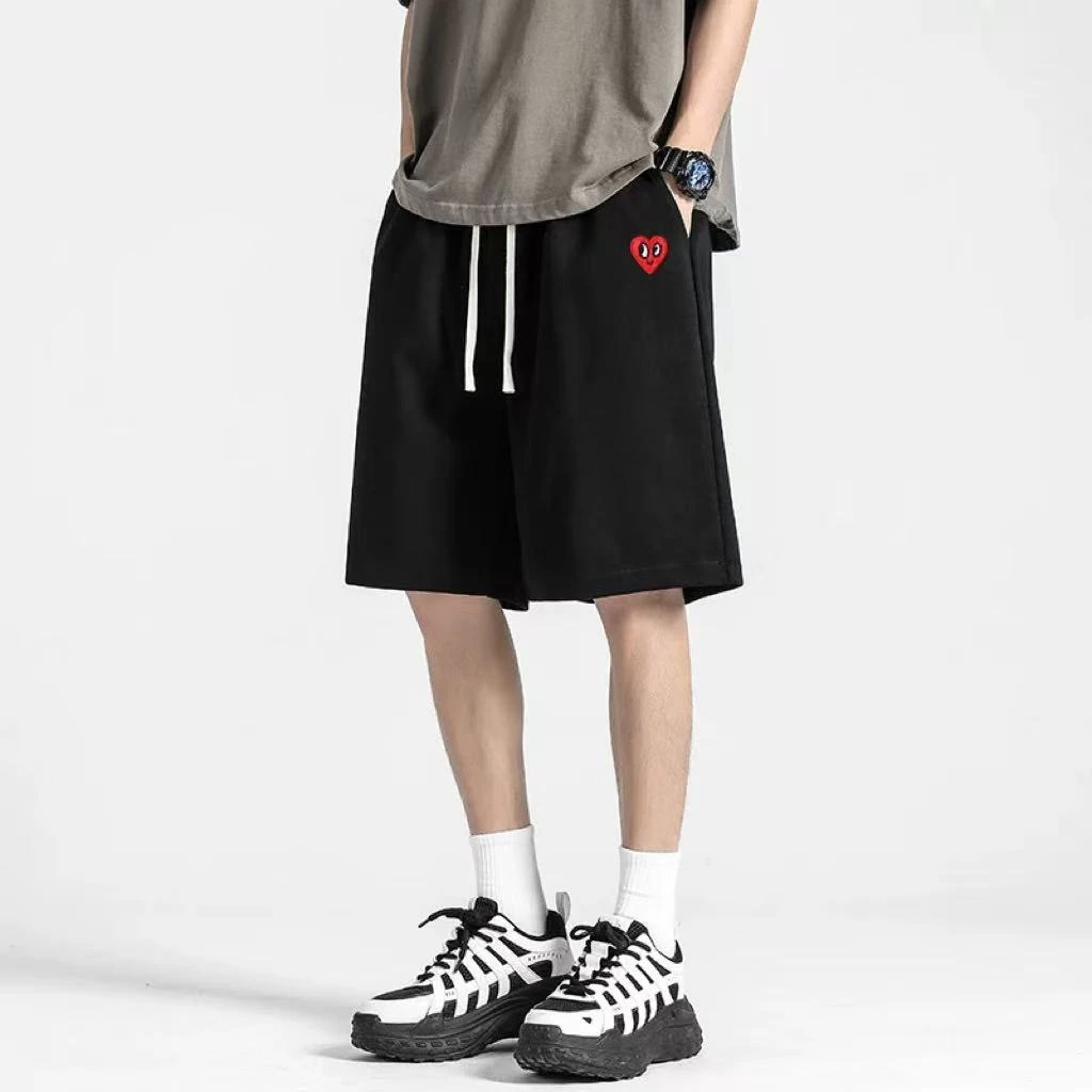 桃心刺绣男女同款运动休闲棉短裤 潮流休闲短裤