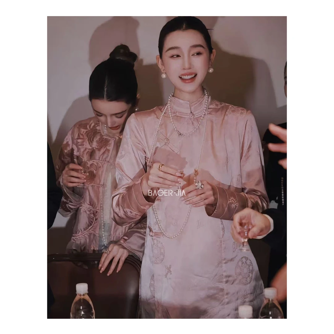 7-【窈窕淑女】宝儿家含幂BK62225102早春款国风斜襟盘扣提花衬衫