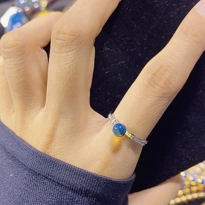 蓝珀银S925镶嵌珠宝奇石多米尼加蓝珀耳钉