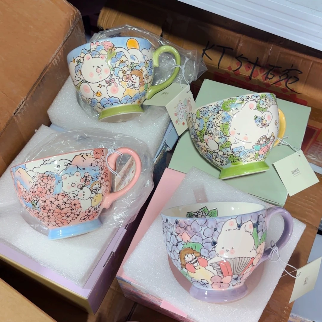 陶瓷蓝家重工兔子浮雕水杯一个颜色备注