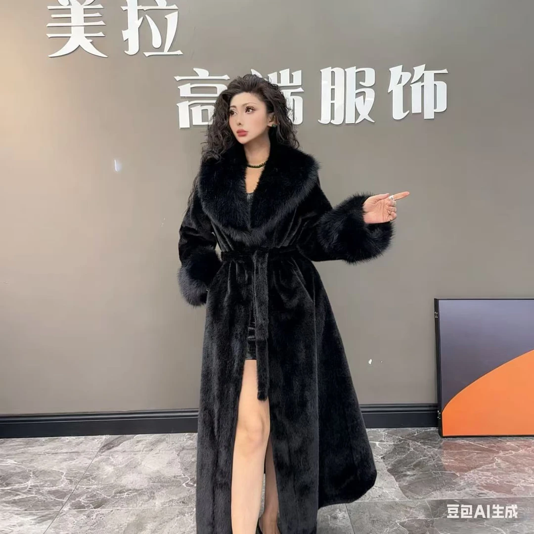 阿美拉女装高端服饰130cm加长款草外套9375