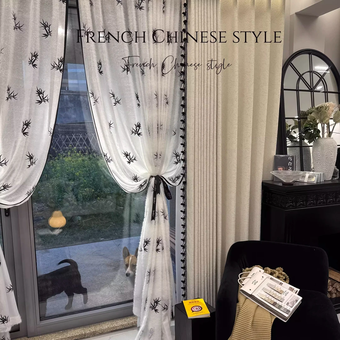 专卖店法式中国风中古风简约卧室客厅阳台窗帘全屋高端定制雯竹