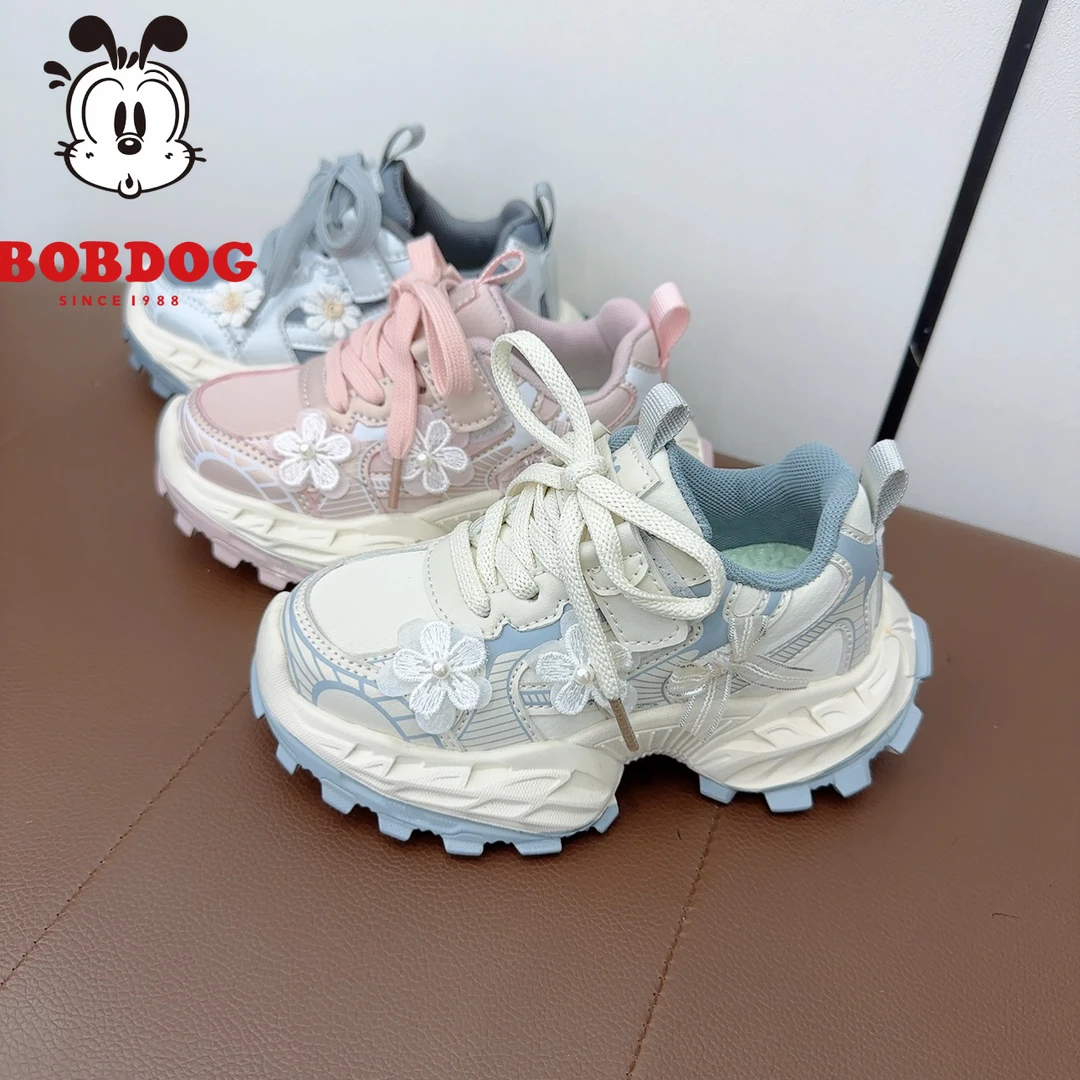 巴布豆女童老爹鞋防滑儿童透气运动鞋跑鞋欧若精灵风女大童休闲鞋