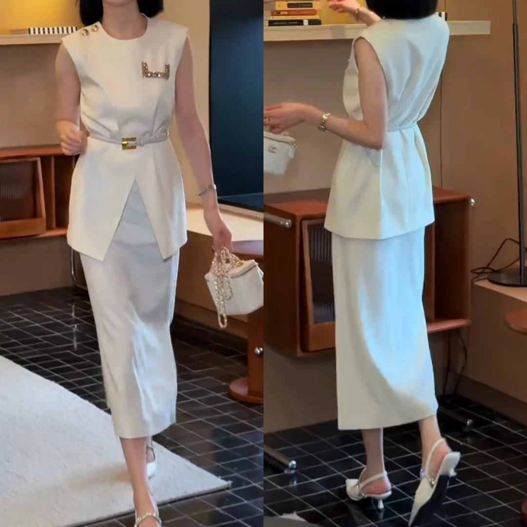 2025夏季新款时尚修身显瘦款女气质网红洋气两件套百搭款G6215