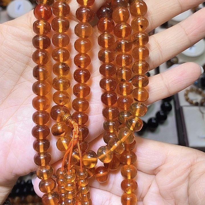 裸石琥珀未镶嵌豆油红9m