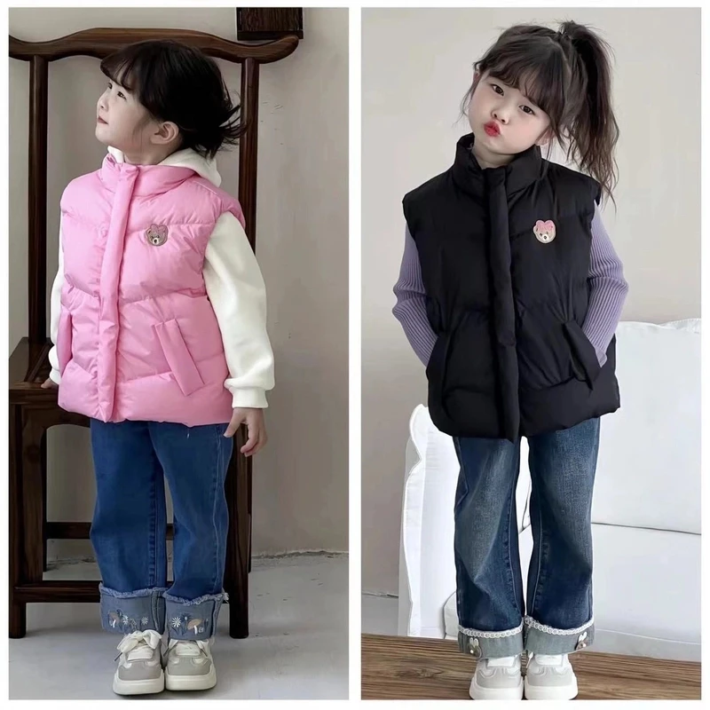 9096儿童羽绒服马甲短款马夹立领可爱保暖背心休闲马甲冬季加厚