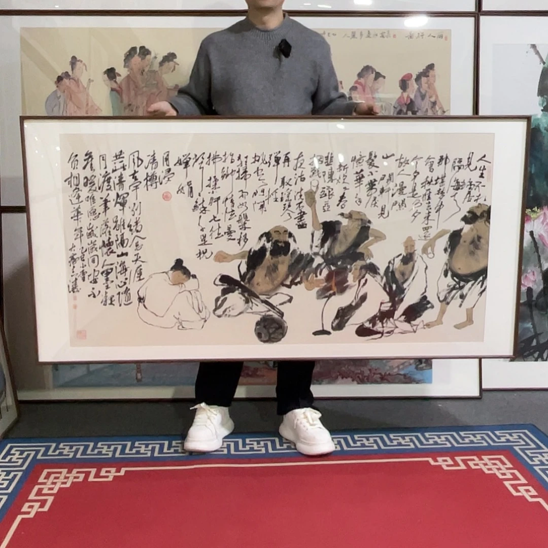 国画手绘画作品带框80/160