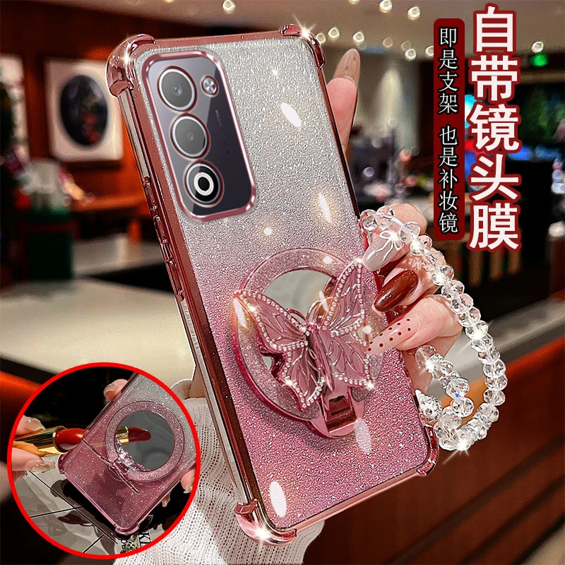 适用于oppo a6i手机壳PKW120镜头全包边防摔套镶钻蝴蝶支架镜网红