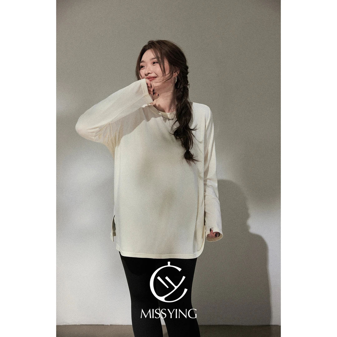 应小姐黑标【梦境迅游】微胖大码韩系时尚宽松休闲简约羊毛打底衫