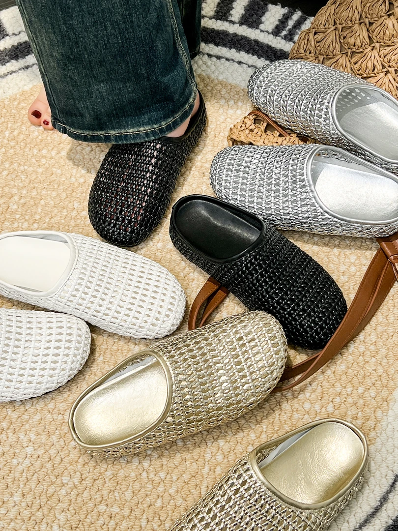 (MDSL专属) 跟高3cm 编织镂空包头拖居家洞洞厚底凉鞋 60032